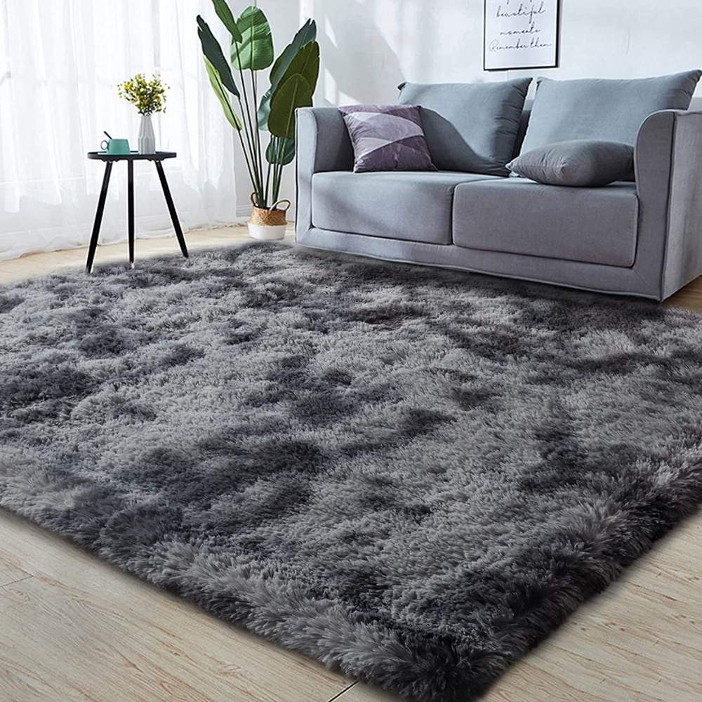 Fluffy Floor Rug, grey / 120cm-x-160cm