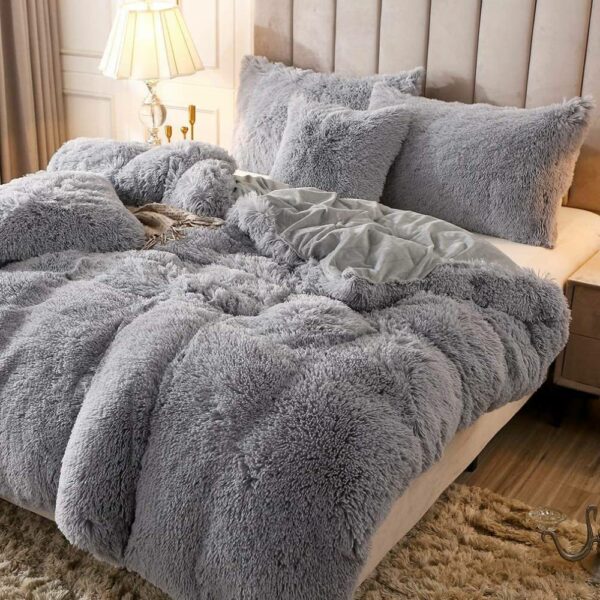 buy grey fluffy bedding set