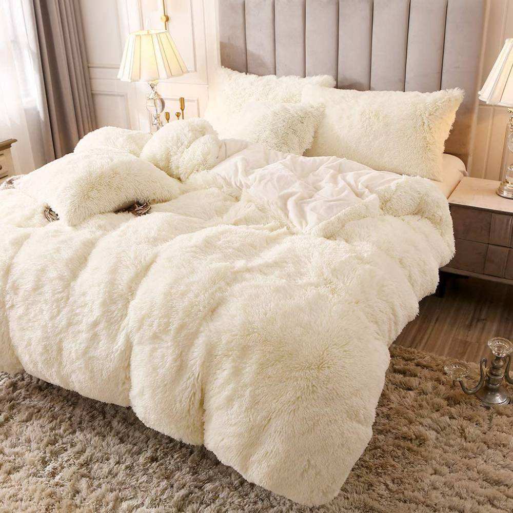 buy white fluffy bedding set